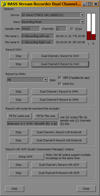Click to view BASS Stream Recorder Library 1.0.8.115 screenshot